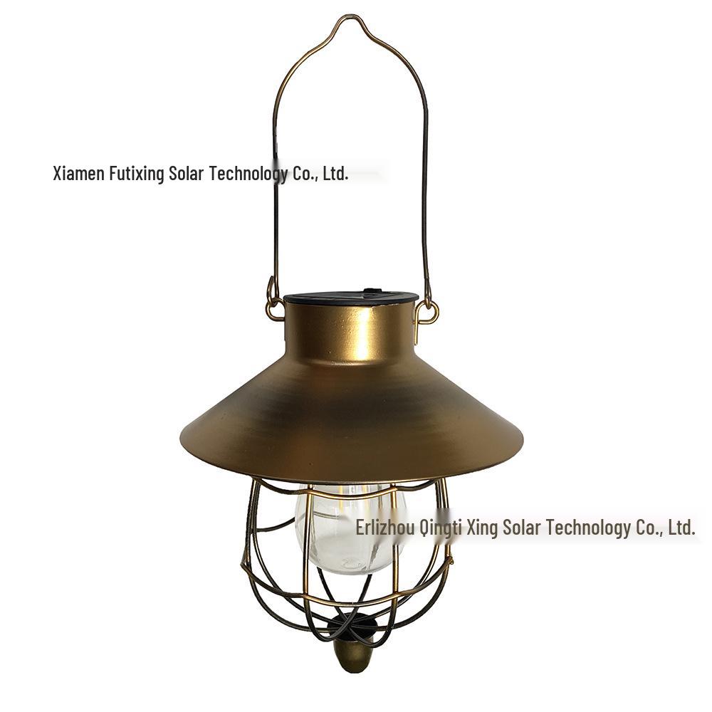 Solar Wrought Iron Hanging Light for Outdoor Courtyards and Balconies