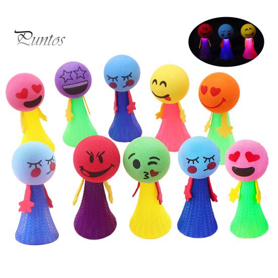 10Pcs Spring Jumping Man Toy Press Kids Bouncing Cartoon Expression Ball Launcher Game Toddlers Boys Girls Kindergarten Party Favors Gift Bag Fillers