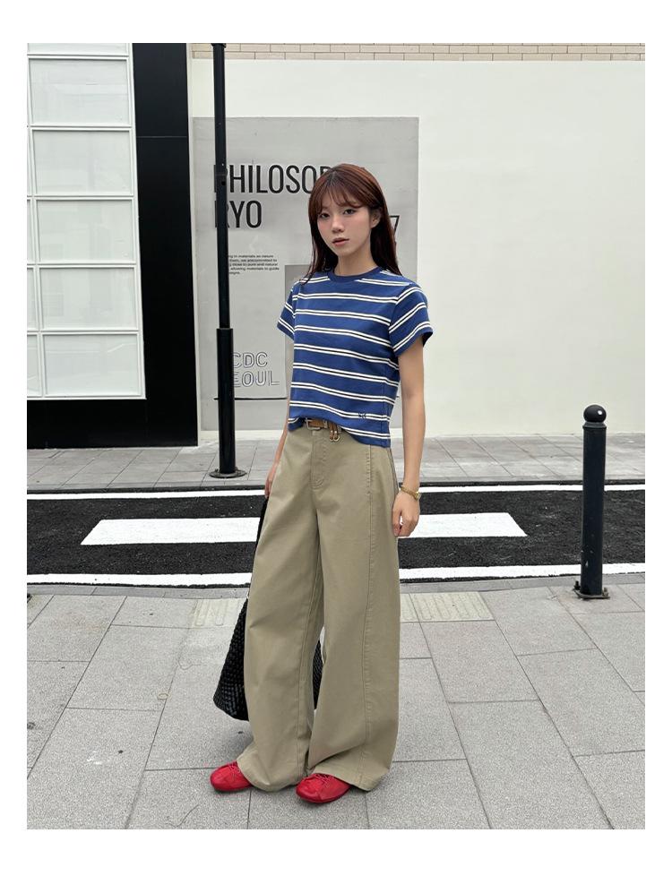 2026 Spring Women's Korean Style Wide-Leg Casual Pants - Loose Slimming, Thirteen Line Design