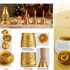 Christmas Iron Hand Bell Red Gold Embossed Pattern Wooden Handle for Holiday Gift Giving Restaurant Call Bell