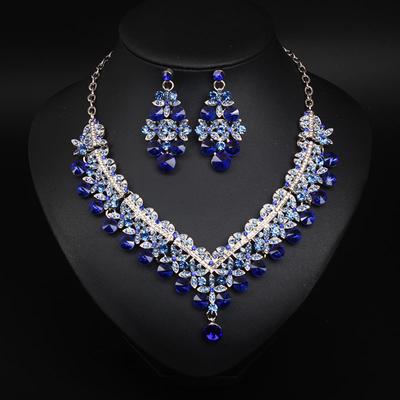 Kristall Strass Halskette Ohrringe Set Bankett Kleid Damen Mode Accessoires