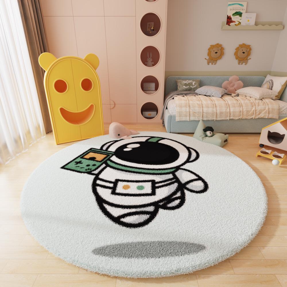 Runder Cartoon-Teppich im nordischen Stil für Wohnzimmer, Arbeitszimmer oder Schlafzimmer – Kinder-Couchtischmatte und Nachttischvorleger