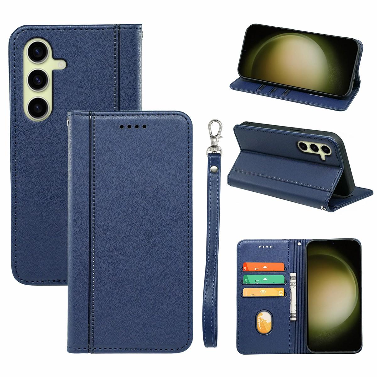 

HX01 Для Samsung Galaxy S25+ Чохол-гаманець Магнітна застібка Шкіряний чохол для телефону з поліуретану Blue