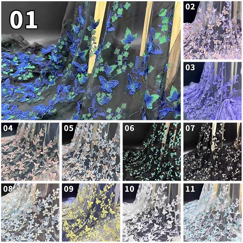 3D Butterfly Embroidery Fabric Hand-embroidered Cloth For Diy Sewing Wedding Dress Water-soluble Mesh Embroidery Lace Fabric