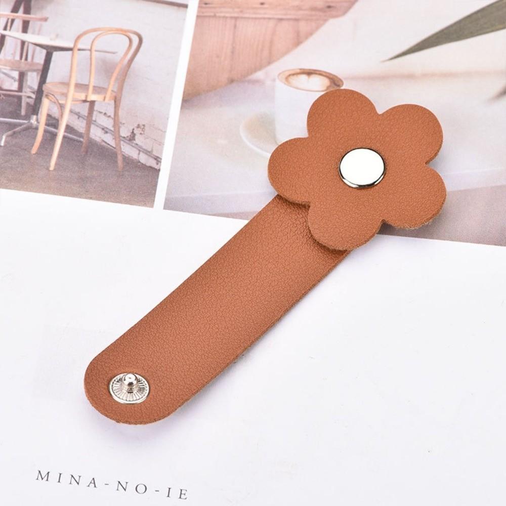 Leather Flower Cable Winder Portable Data Cable Ties Data Cable Protector Clips  Earphone Cord