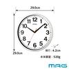 MAG Wall Clock Analog Schule Silent Continuous Second Hand White W-771WH-Z