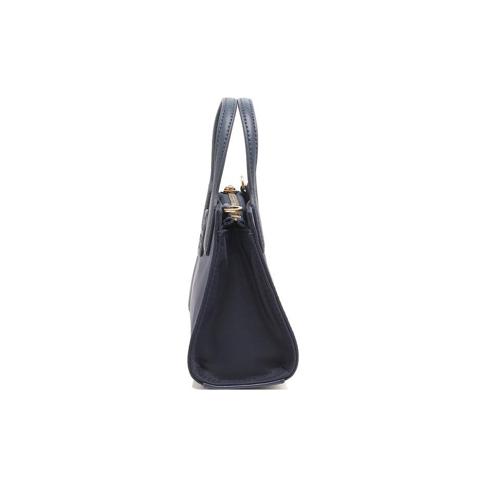 Tory Burch Ella Double T Logo Cutout Patch Solid Simple Nylon Tote Bag Shopping Bag Shoulder Crossbody Handbag Mini Women Tote Navy-Blue 146437-405