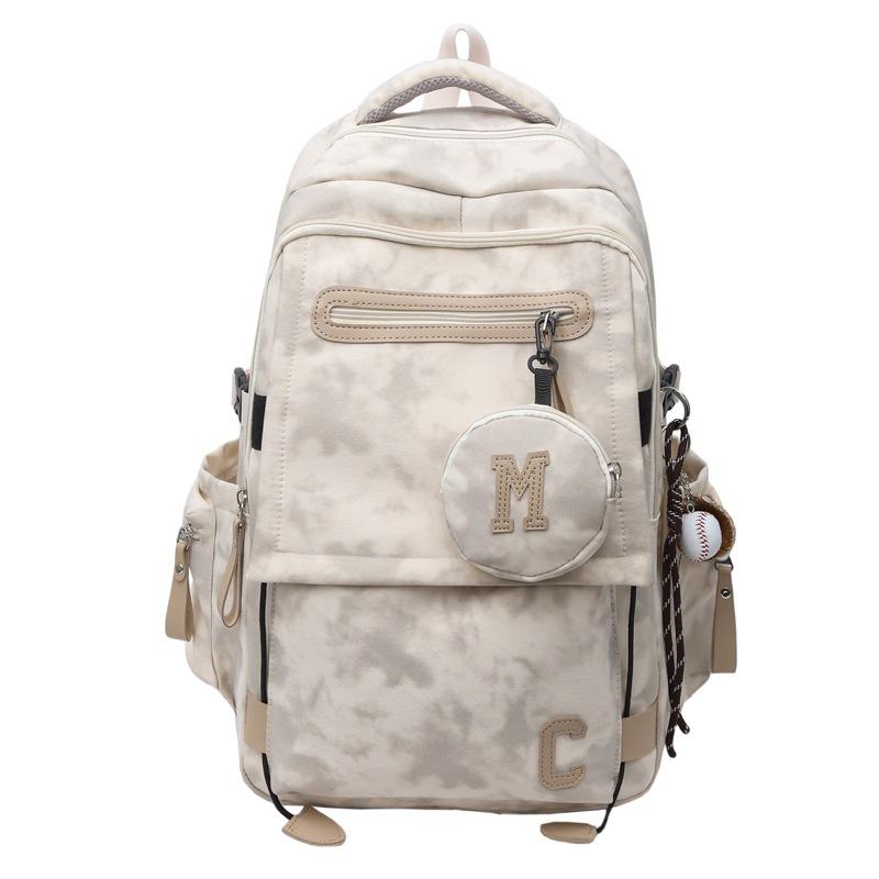 Junior High School Student Schoolbag Men's Large Capacity Backpack Print Women's Travel Backpack with Coin Purse