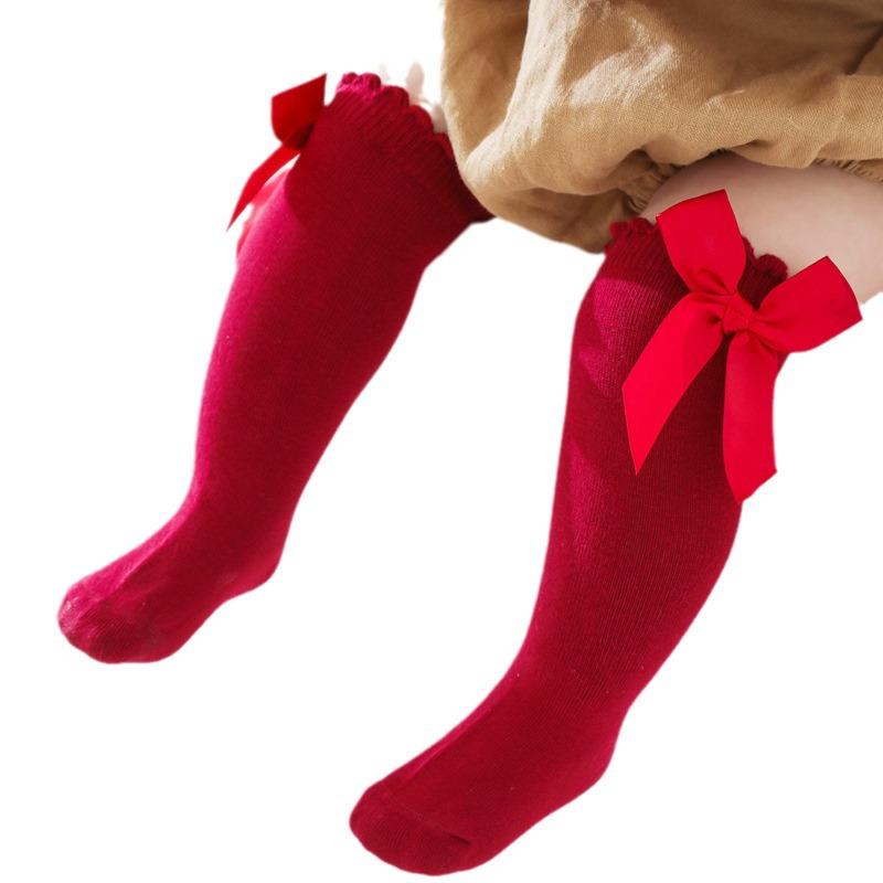 2025 Spanish Baby Bow Princess Dress Socks - Girls' Long Tube, Loose Cuff