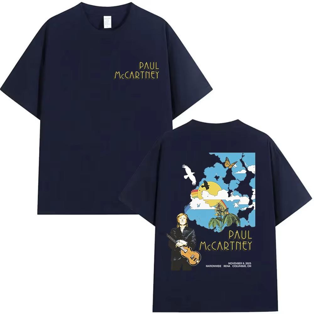 Paul McCartneys comeback tourrelated men hiphop rock shortsleeved Top vintage pure cotton streetwear 2026 Springsummer new