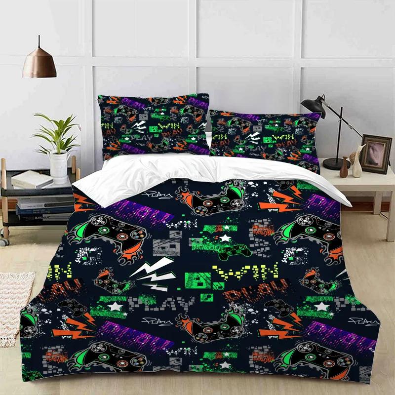 

Play Game Double Bed Comforter Cover Bedding Set Print Video Game Handle Super Soft Comfortable Bedroom Duvet Cover Set Orange EU single(135x200cm)