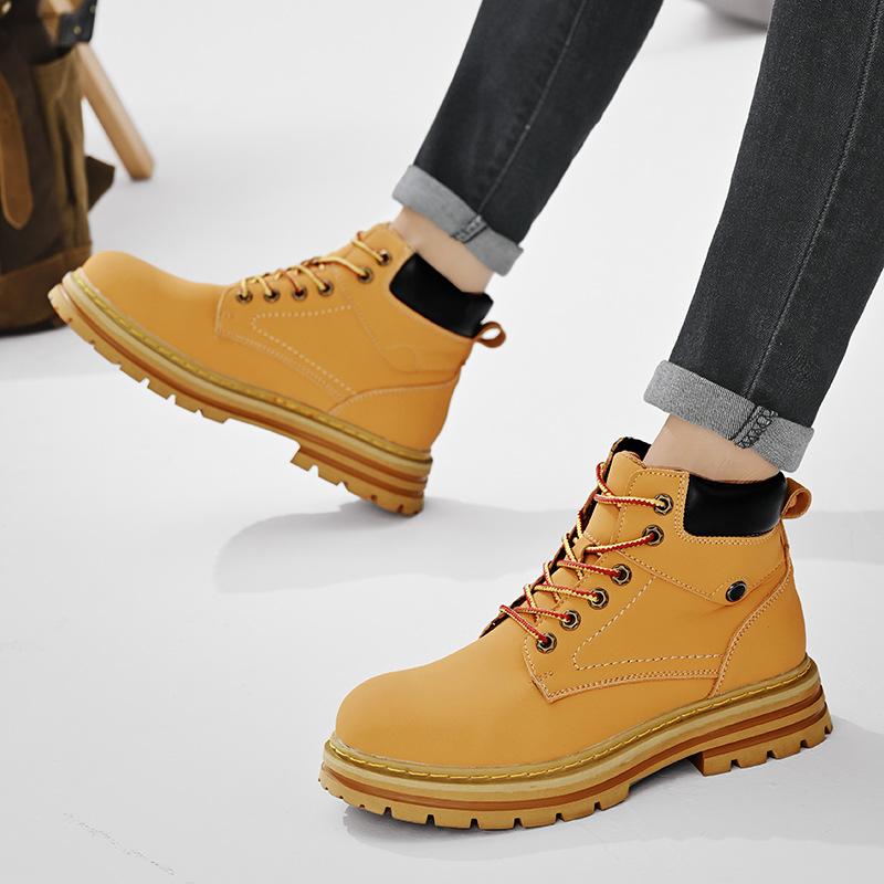 Autumn and Winter New Large Size Martin Boots Men's Leather High-top Leather Shoes Rhubarb Boots Outdoor Tooling Boots