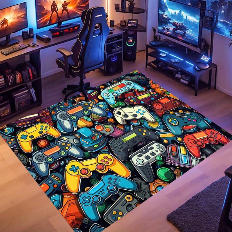 Gaming for Boys Room Gamer Casual Carpet with Controller Design Rug for Game Room Bedroom Decor Non-slip Machine Washab Mat
