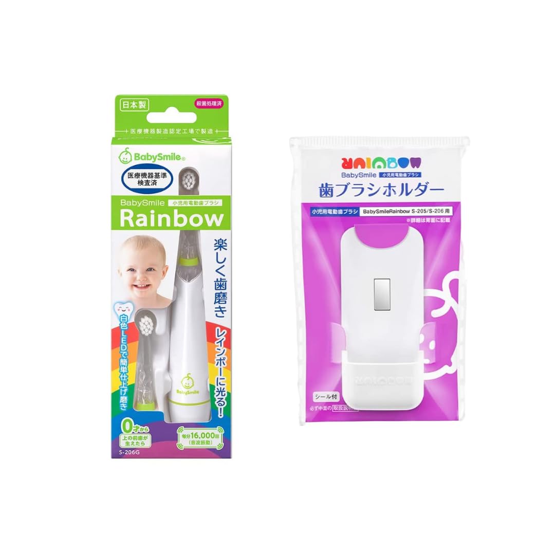 

Электрическая зубная щетка Baby Smile Rainbow body 2 мягкая со специальным держателем [Набор товаров] (с кистями) и детские (зеленый) зелёный