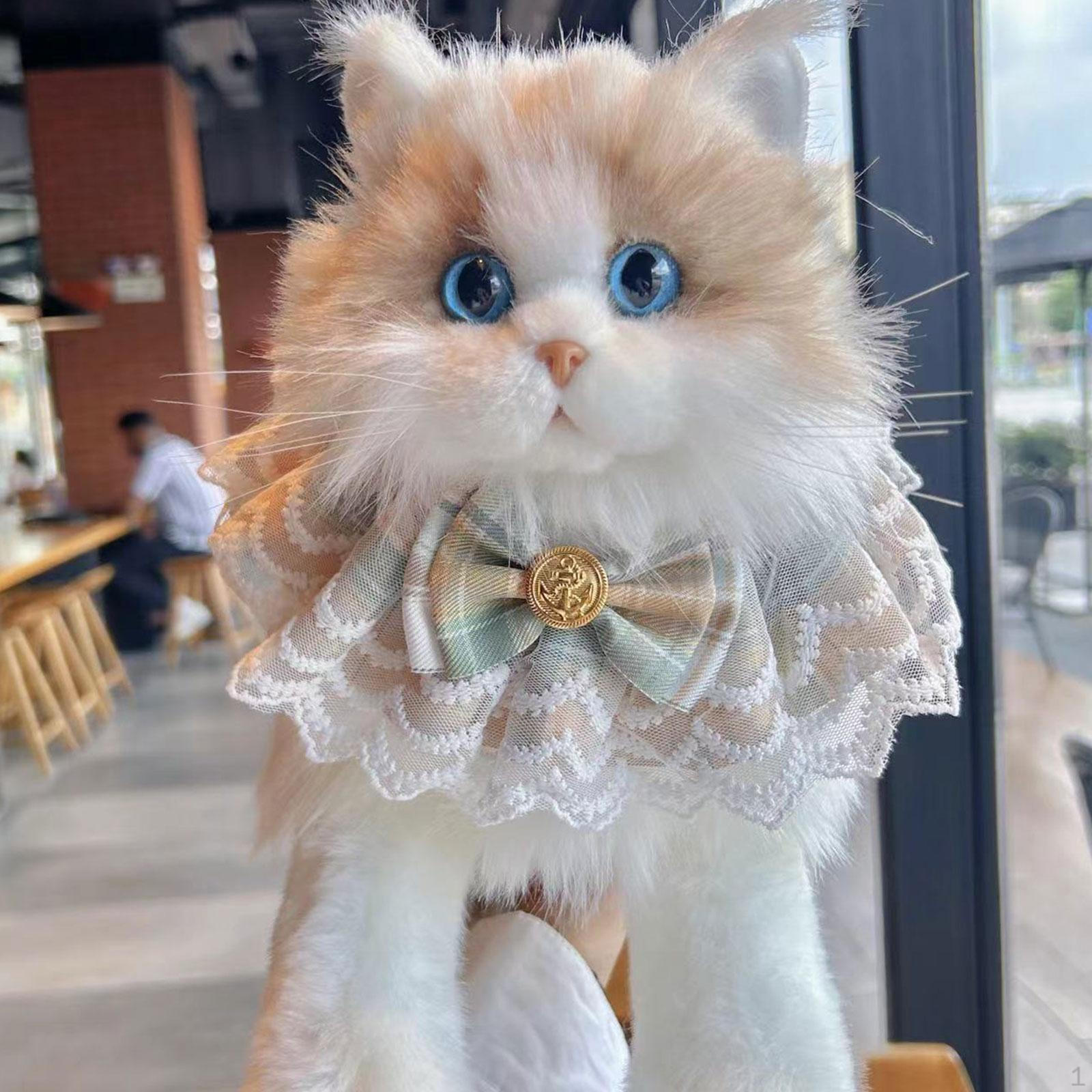 

Мягкая игрушка в виде кошки в виде тряпичной куклы, реалистичная, креативная игрушка-компаньон для котенка Cat Khaki scarf