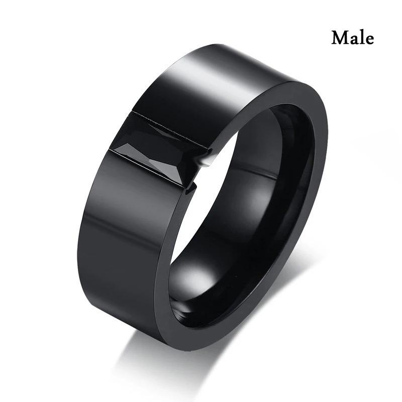 Fashion Couple Rings For Women Exquisite Rhinestones Zirconia Rings Set Simple Men Stainless Steel Rings Wedding Band Jewelry