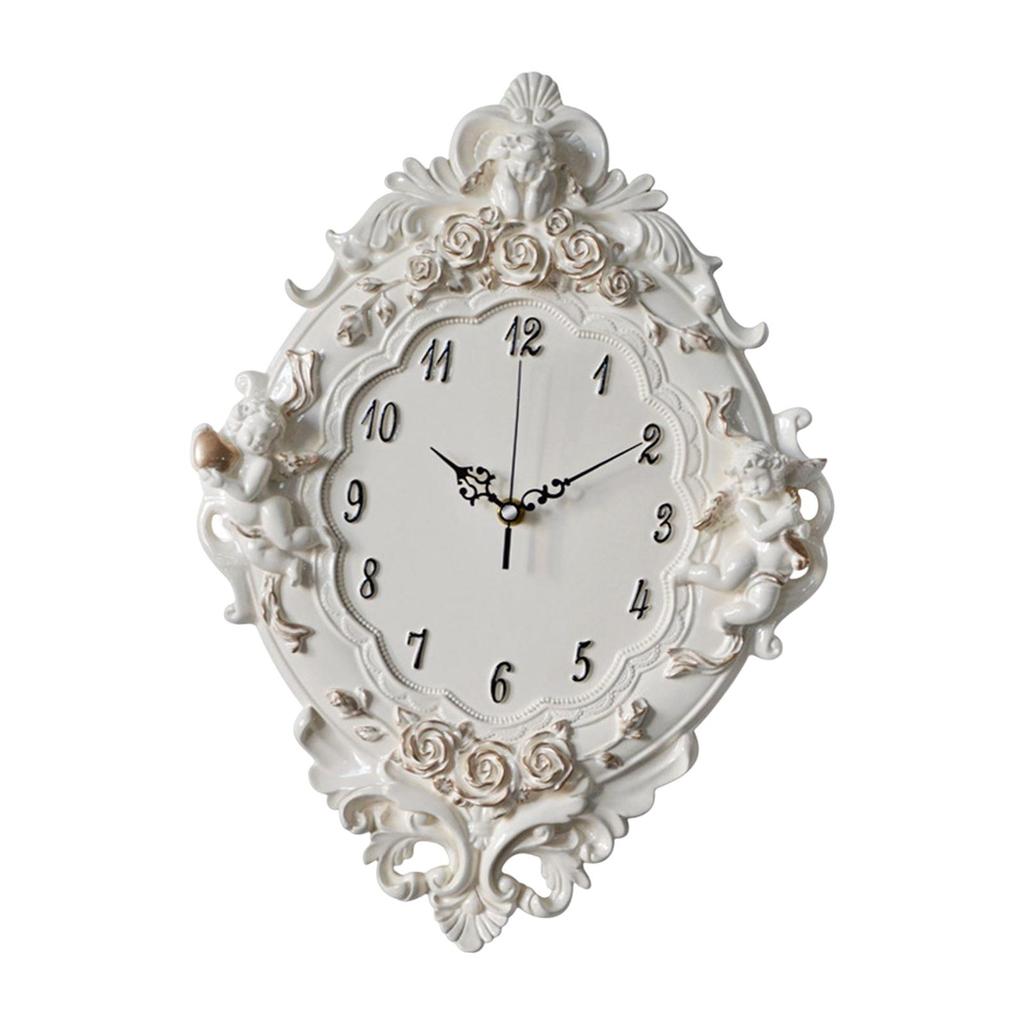 Contemporary European Wall Clock with Exquisite Resin Angel Sculptures for Home Décor