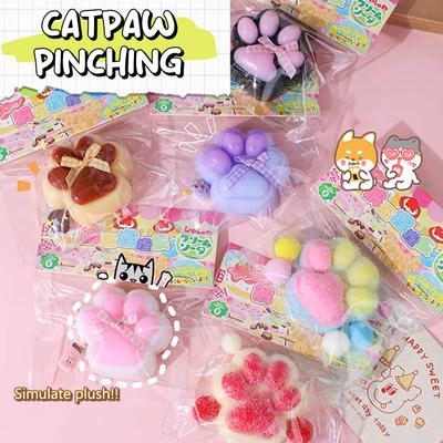 Katzenpfote Mochi Taba Squishy Zappelspielzeug Süßes Plüsch-Katzenpfote-Silikon Langsamer Rückprall Kneifen Dekompressionsspielzeug Stressabbau-Entlüftungsspielzeug