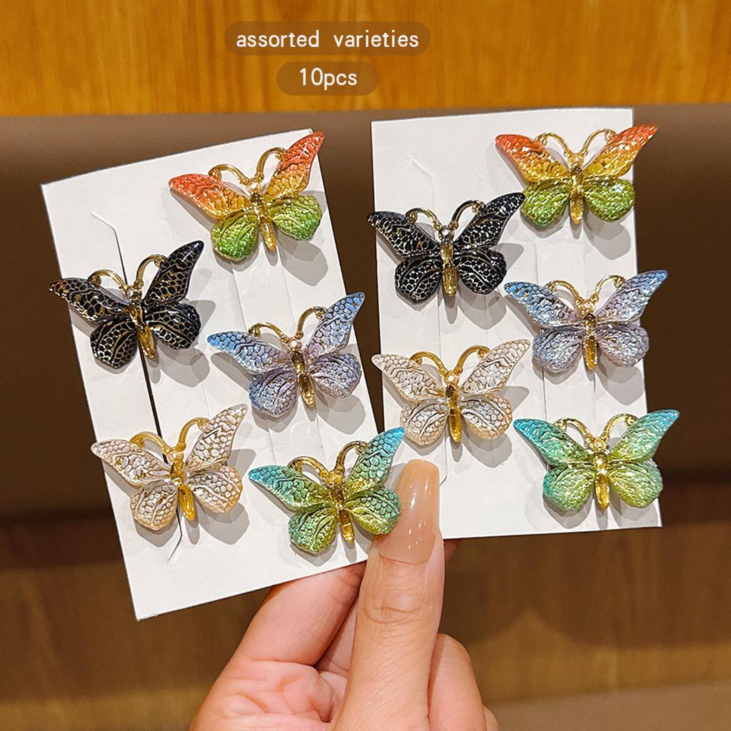 10 colorful random butterfly hair clips for daily use as hair accessories