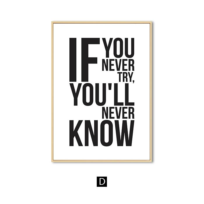 Citate moderne motivaționale, alb, negru, pictură pe pânză, artă de perete minimalistă, postere și imprimeuri, imagine decorativă pentru camera de zi