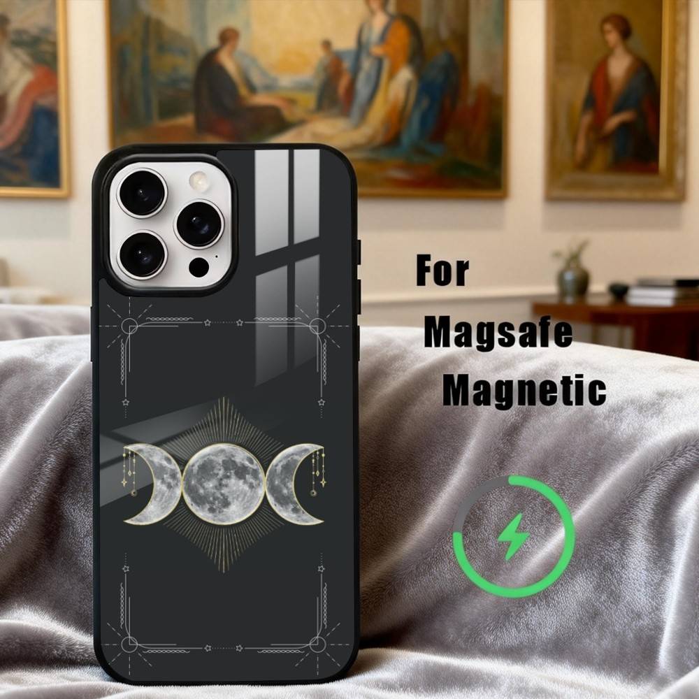 O-Occult W-Witchcraft Moon Gothic Phone Case For iPhone17,16,15,14,13,12,11 Plus,Pro Max Magnetic For Magsafe Wireless Charging