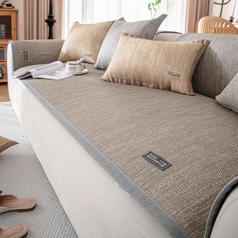 Simple Retro Style Sofa Cushion Seat Cushion for Summer Summer Rattan Mat Small Full Non-Slip Summer Sofa Cover Cloth Backrest Towel