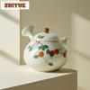 140ml Hand-painted Persimmon Side Handle Teapot Elegant Tea Infuser Pot Tea Maker Kettle With Ball Hole Chinese Tea Set Craft
