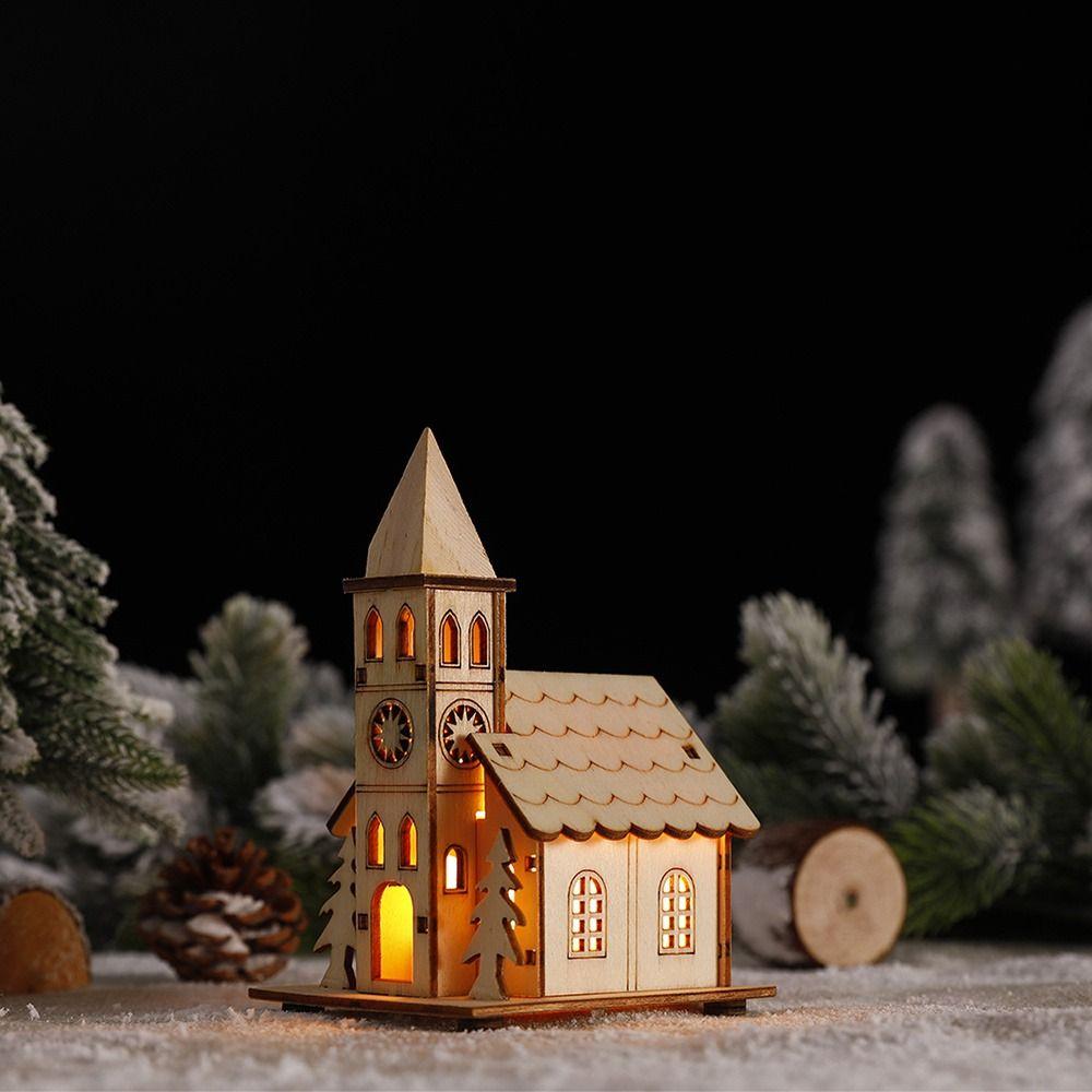 Gift Hanging Log Cabin LED Lights Christmas Cabin Wooden Cabin Wood Glowing Castle Light Wood House