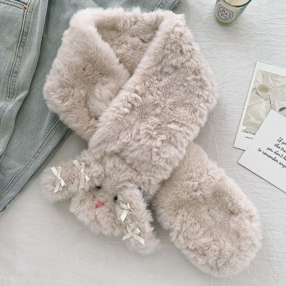 Dog Shaped Cross Neck Warmer Cute Warm Neckerchief Neck Cover Cartoon Cross Neck Scarf Female