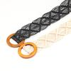 New Ethnic Style Women's Wax Rope Braided Belt Decorative Skirt Belt Hand-woven Hollow Wooden Buckle Belt