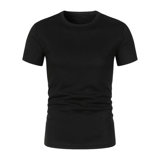 

Мужская облегающая футболка с коротким рукавом и круглым вырезом, спортивная футболка, быстросохнущая, однотонная, повседневная футболка для спортзала, фитнеса, повседневная одежда M чёрный