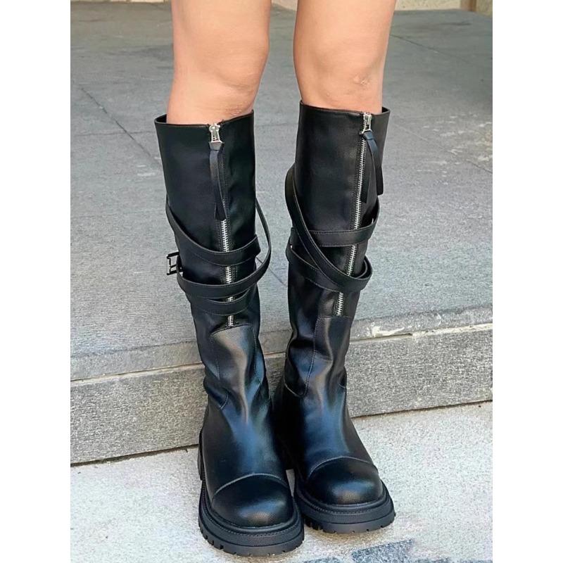 New Over-the-knee Boots, Women's Shoes, Belt Buckle Thick-soled Boots, High-top Fashion Boots