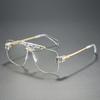 Non-polarized Square Rimless Sunglasses Women Fashion Clear Ocean Gradient Lens Shades Retro Rivets Men Sun Glasses