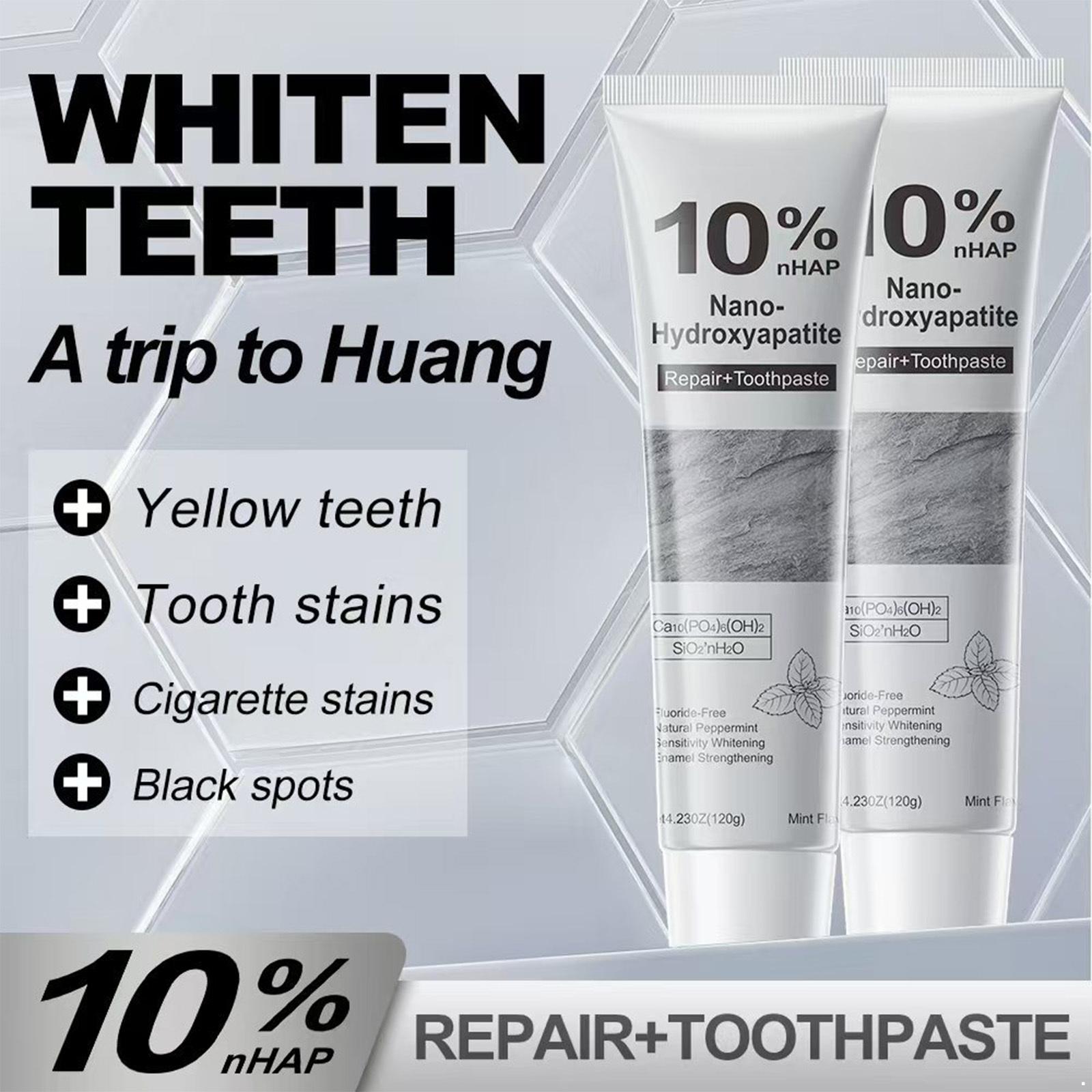 

120 г зубної пасти з наногідроксіапатитом, 1 упаковка - формула без фтору для відбілювання зубів та свіжого подиху One Size білий