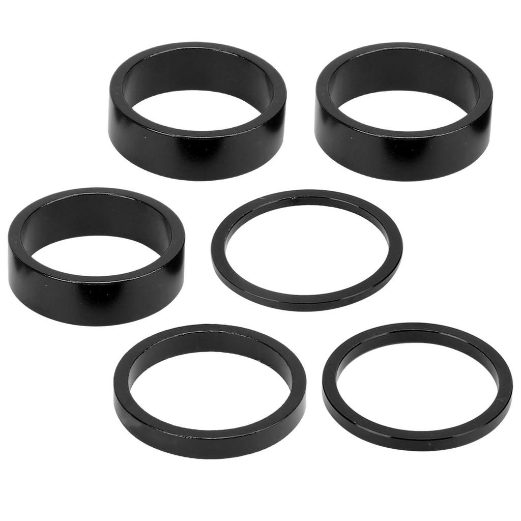 6Pcs Bicycle Headset Spacer Aluminium Alloy Bike Handlebar Stem Spacers for Mountain BikeBlack