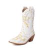 Fashion IPPEUM Cowboy Boots For Women Brown Ankel Block Heel Embroider Silver Pu Leather Plush Size 35-46 Western Cowgirl Shoes