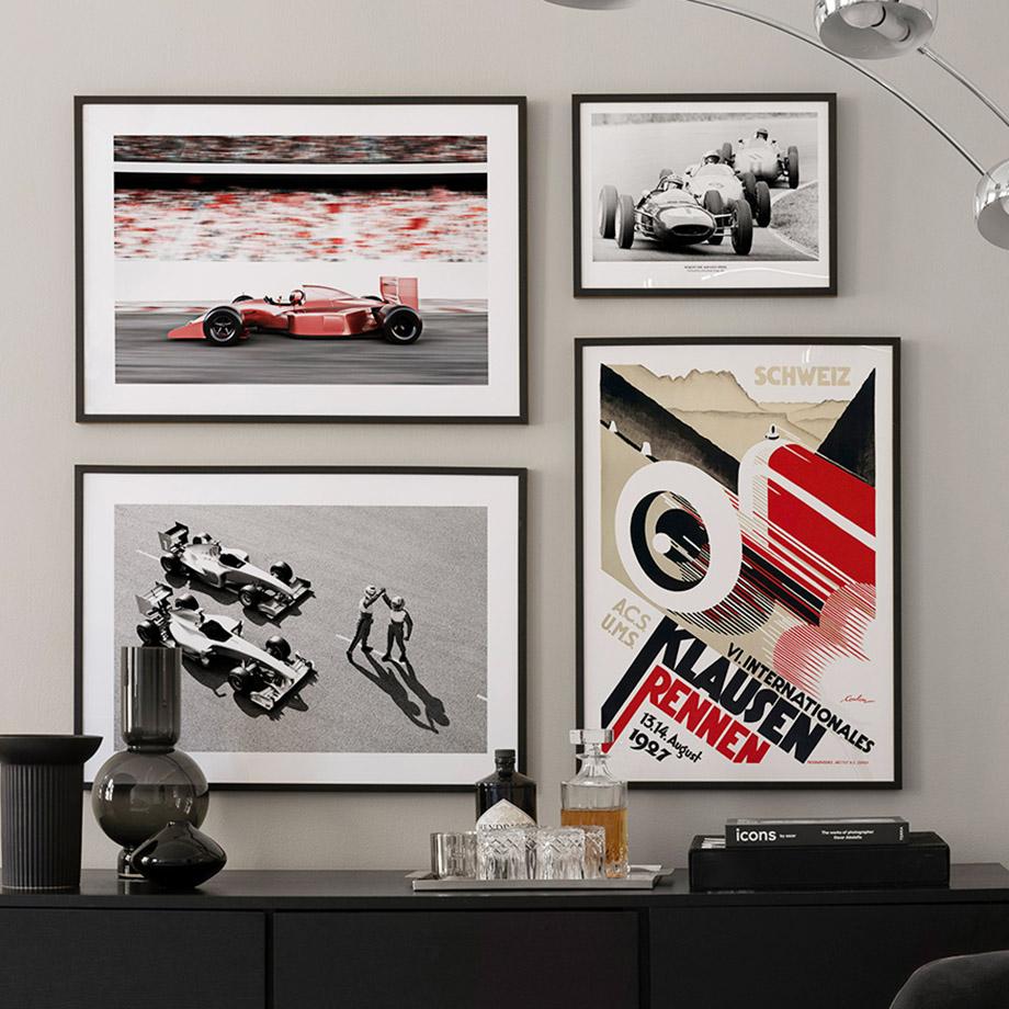 

Настенное искусство, винтажный гоночный автомобиль с формулой, классический трек, холст, картина, украшение для гостиной, постер и принт, изображение для домашнего клуба