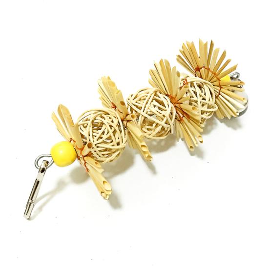 Pet Bird Parrot Rattan Ball Bell Swing Hanging Climbing Cage Decor Bite Chew Toy