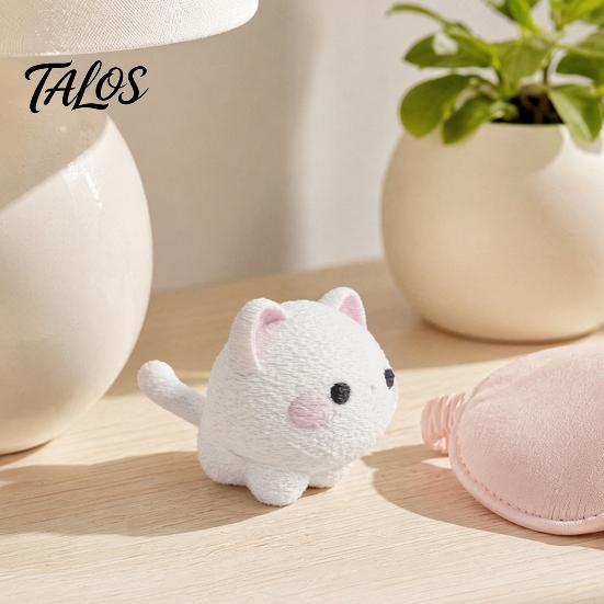 3D Printed Mini Cat Figurine, Cartoon White Kitten Decorative Statue, Modern Animal Sculpture for Desk Decoration, Gift for Pet Lovers