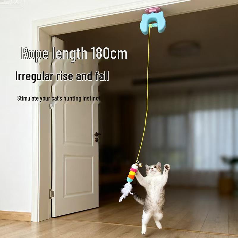 Interactive Electric Cat Toy with Hanging Teaser Stick and Elastic Rope