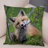 Cute Wild Fox Printed Pillow Case Decor Lovely Animal Pillowcase 45*45cm Soft Short Plush Cushion Covers for Sofa Home Car