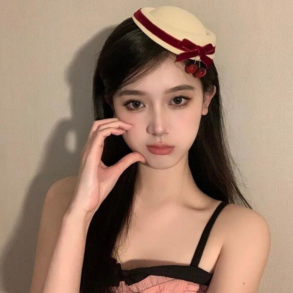 Cloth Round Hat Hair Clip Black Women Hairpin Cute Hair Accessories  Dress Up