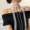Atmosphere Lace Ribbon Scarf Choker, Long Streamer Stackable Clavicle Neck Tie Accessory
