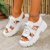Fashion 2025 Brand Ladies Shoes Lace-up Women's Sandals Fashion Open Toe Casual Summer Hollow Out Plus Size Concise Platform Sandals