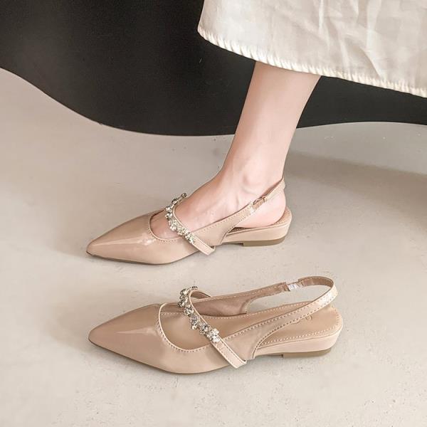 Fashion 2025 Summer Comfort Shoes for Women Rhinestone Sandals All-Match Retro Pointed New Girls Crystal Scandals Toe Pointed Heel Sanda