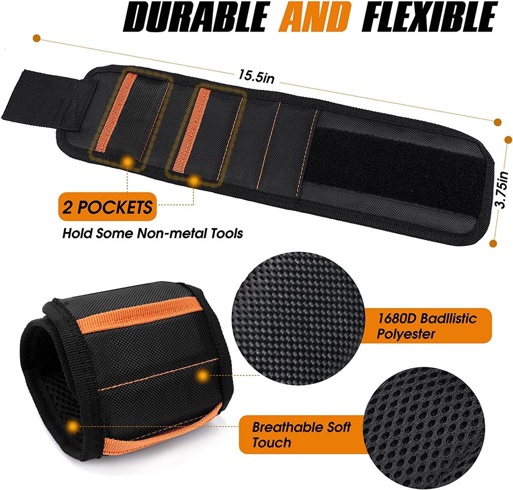 Magnetisk armbånd med sterke magneter Holder skruer Spiker Bore Organizer Oppbevaringsbelte Verktøy Oppbevaringshåndledd