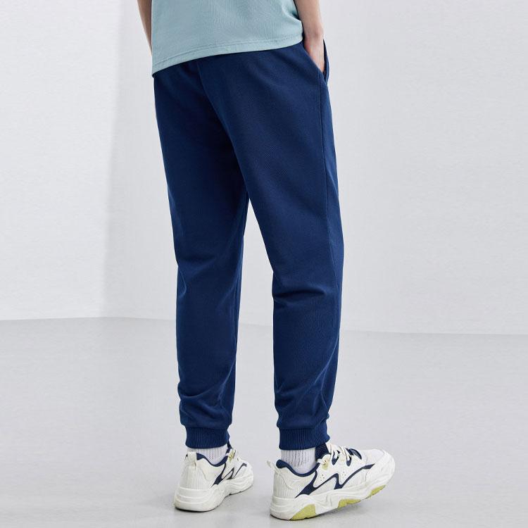 Anta Solid Color Cuffed Fleece Knit Sports Pants Men Bottoms Blue 952357306-2