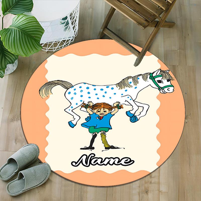 Customizable Pippi Longstocking1 Round Non-Slip Carpet - Ideal for Garden, Picnic, Office, Perfect for Decoration, Suitable For All Seasons