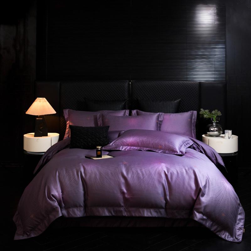 Svetanya Purple Jacquard Bedding Set Egyptian Cotton Bed Linens Thin/thick Sheet Pillowcase Duvet Cover Set Underwear thin Sheet style&RU Europe