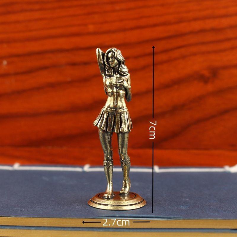 Alloy Finish Feminine Statue Exquisite Handcraft Retro Aesthetic For Home Office Shelf Decor Art Collection Gift